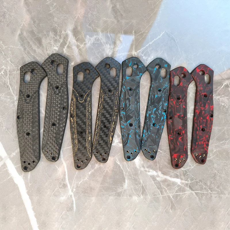 4 Types Carbon Fibre Golden Thead Knife Handle Scales for Benchmade 940 Osborne Knives Golden Thread Grip DIY Making Accessories