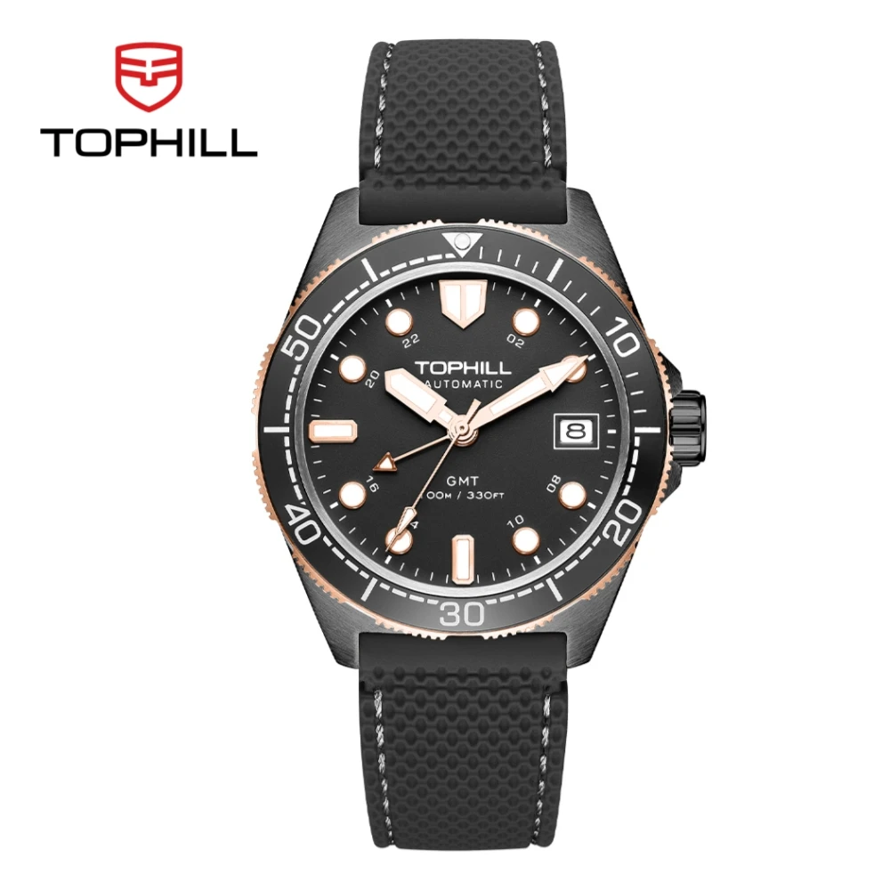 

TOPHILL NH34 Мужские автоматические часы с механизмом для дайвера GMT Керамический безель BGW9 Супер светящийся 100 м Водостойкий сапфировый подарок