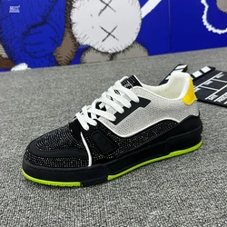 New men's premium rhinestone casual shoes men's fashion flat sneakers.Luxury skateboard shoes A8