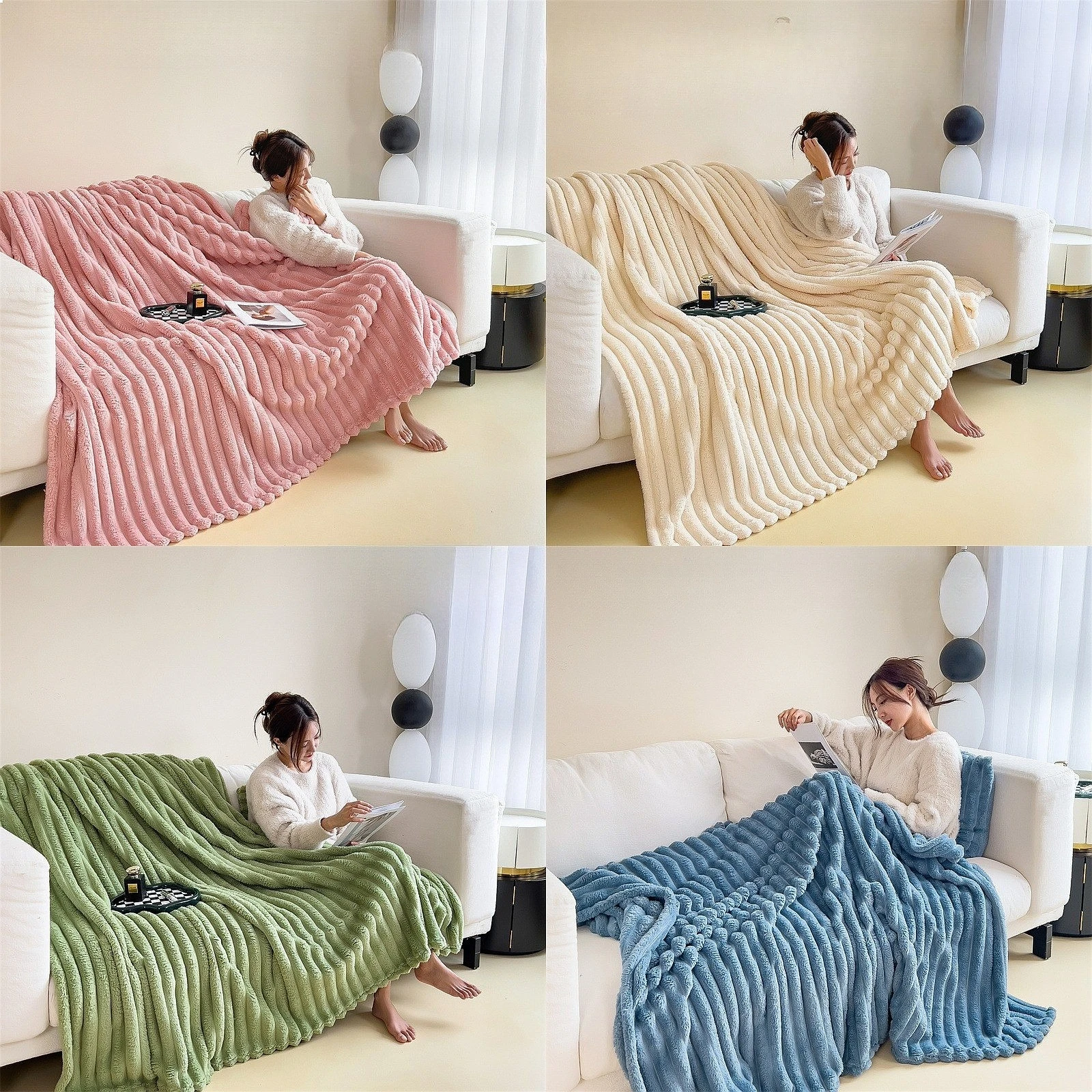 Cozy Flannel Fleece Blanket Thick Milk Fleece Throw Blanket for Sofa Bed Nap Gift Wholesale