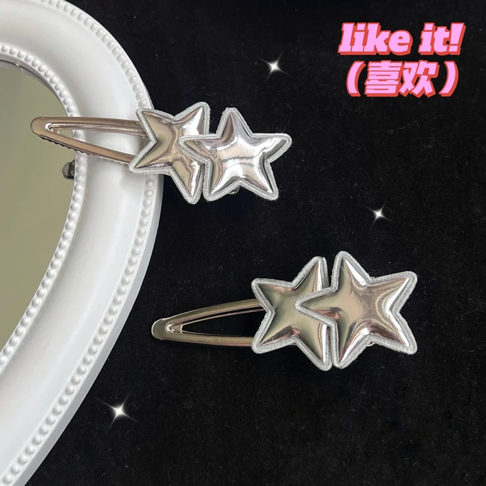 

Korean 2025 New Trend Double Star Duckbilled Clip 2PCS Student Y2K Party Hair Clip Women's Kawaii Side Clip Hair Accessories