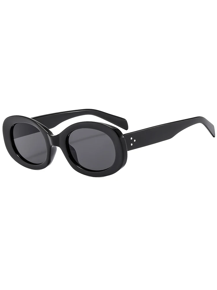 AliExpress Julyrays Cycling New Small Oval Frame Sunglasses Color Frame Rivet Sun Glasses Versatile Fashion Y2K Holiday Street Shooting Glasses