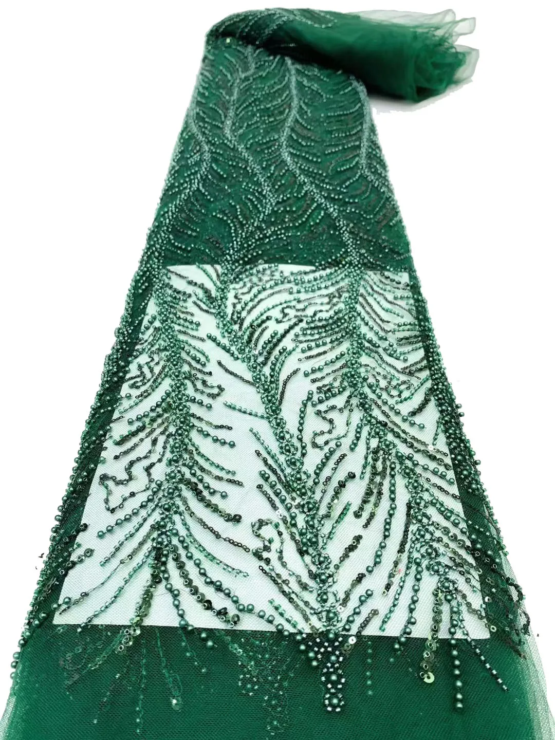 

2024 Новое изысканное многоцветное свадебное платье с бисером, кружевное кружево, красивое платье из французского тюля с пайетками, 5 ярдов