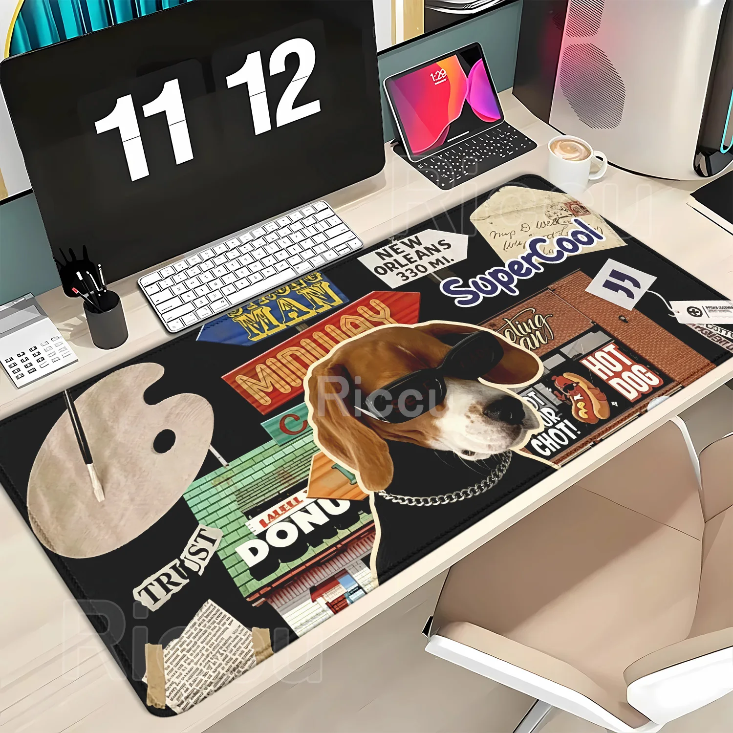 Durable Cute Puppy Kitten Leather Mousepad Desk Mat Mouse Pad PC Computer Carpet Mat Player Laptop Keyboard Office Accessories