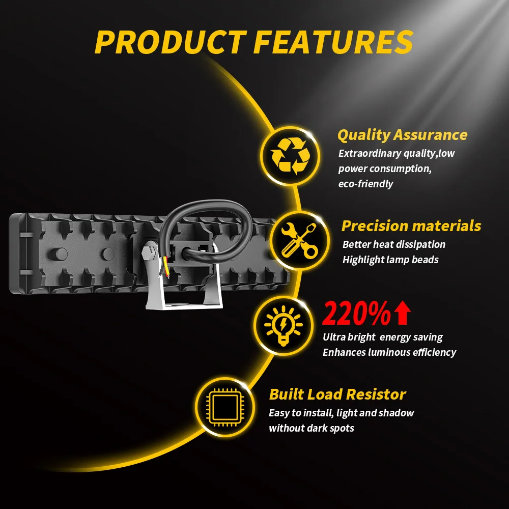 Off Road Beam Bar LED Work Light Off-road Driving 1800LM Output 6500K CCT 50000H Lifespan 6063 Aluminum Profile