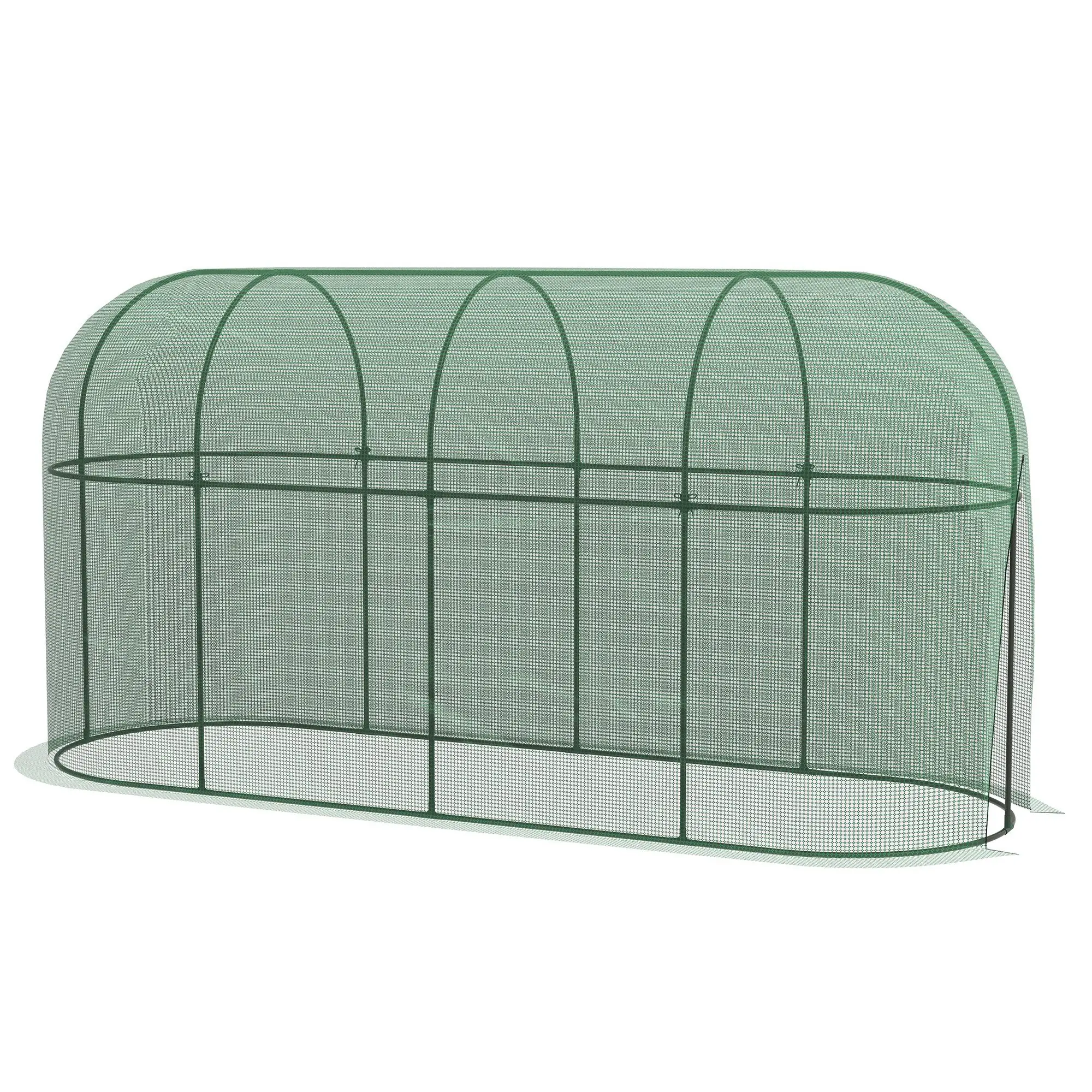 Red de protección para pájaros, marco metálico, puerta con cremallera, fácil instalación, 3 x 1 x 1.5 m, verde