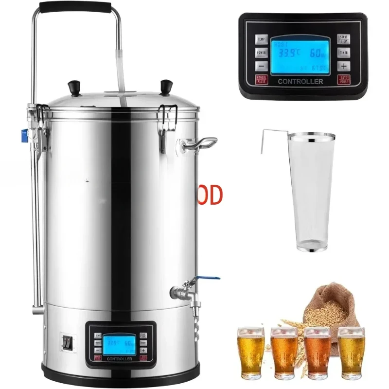 

Electric Brewing System, 9.2 Gal/35 L Brewing Pot, All-in-One Home Beer Brewer W/Pump, Mash Boil Device W/Panel, Beer Brewing.