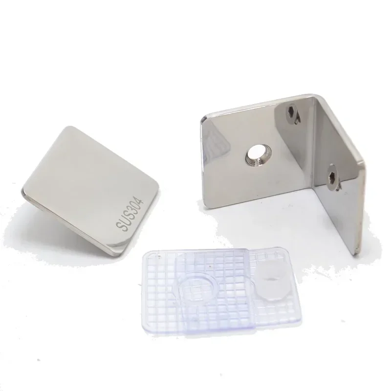 2pc 304 Stainless steel 90-degree glass clamp,Glass partition holder,mirror polishing,fix glass on the wall,bathroom accessories