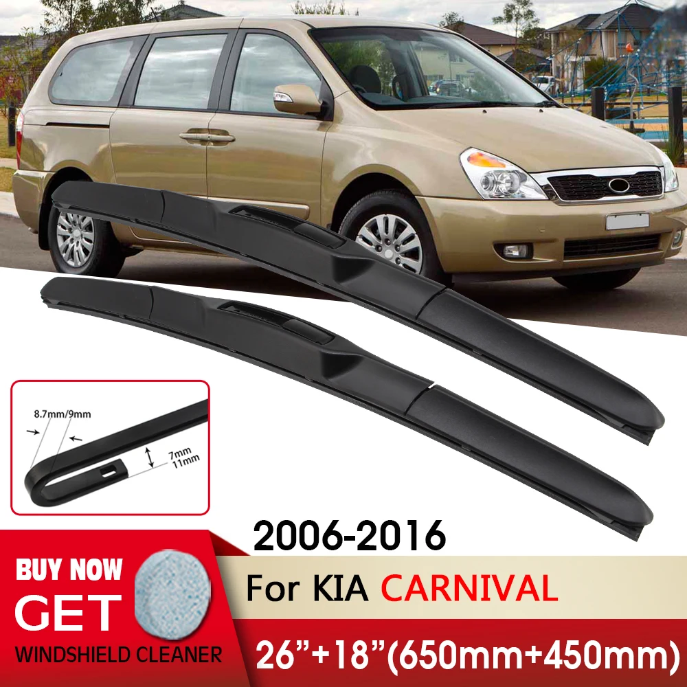 

Car Wiper RHD & LHD Front Wiper Blades 26"+18" For Kia CARNIVAL 2006-2016 Fit U Hook Arm Windshield Windscreen Front Window