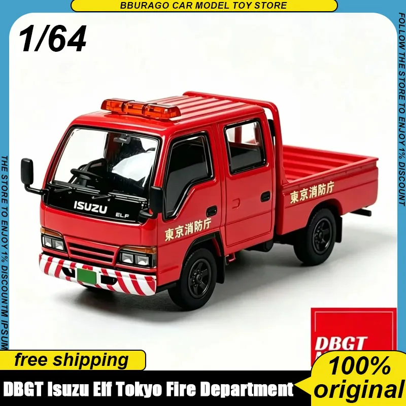 Modelo a Escala 1:64 de Dbgt, Réplica del Camión Isuzu Elf del Departamento de Bomberos de Tokio, Cabina Doble, para Coleccionistas, Adorno, Juguete, Regalo para Niños y Niñas