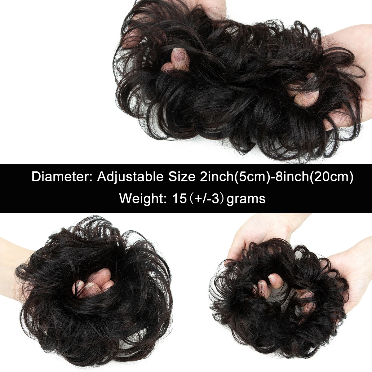 Elegant Women'S Fluffy Curly Wavy Human Hair Bun Hair Ring Wig Messy Bun Hairpiece Versatile Styling Additions Suitable for All Races