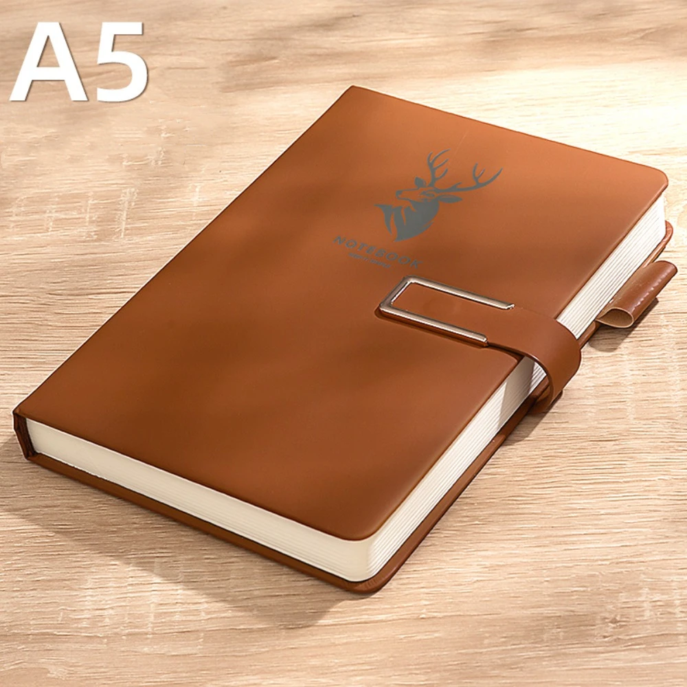 2024 Portable Business Notebook 160 Pages Retro Leather A5 Notebook Stationery with Buckle Meeting Planner School Office