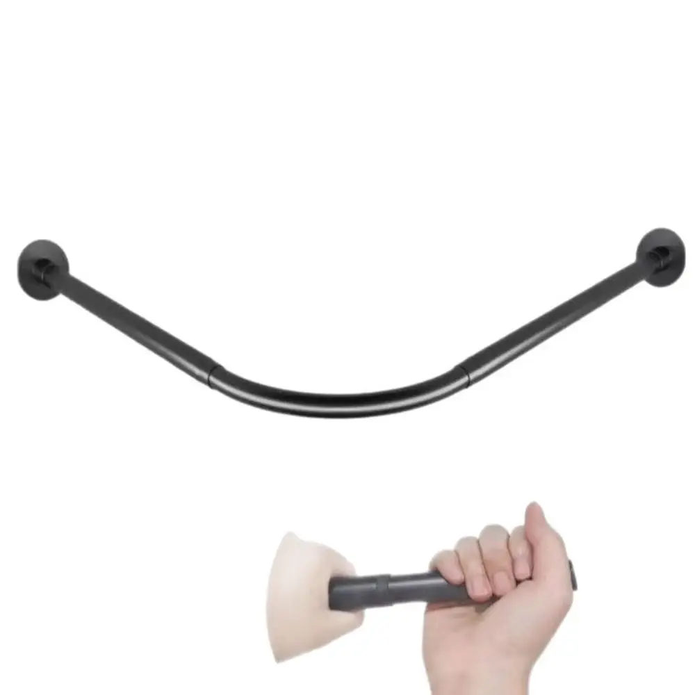 L Shaped Shower Curtain Rail No Drilling Stainless Steel Corner Shower Rail Adjustable Structure Metal Surface