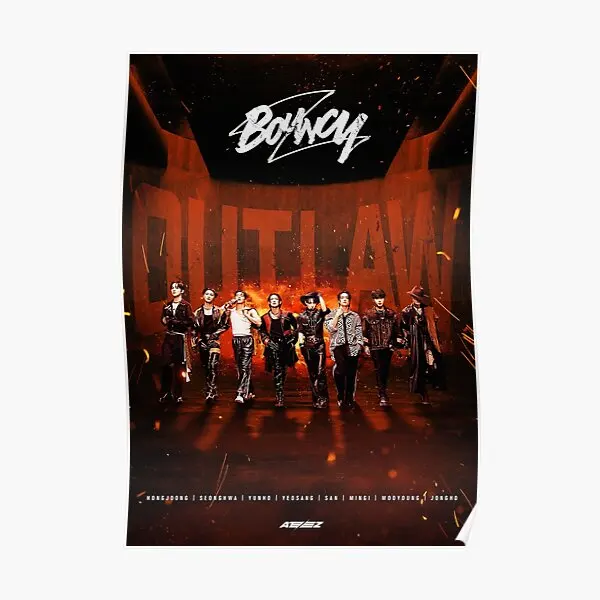 Ateez Bouncy  Poster Painting Funny Art Mural Wall Print Modern Vintage Room Home Picture Decor Decoration No Frame