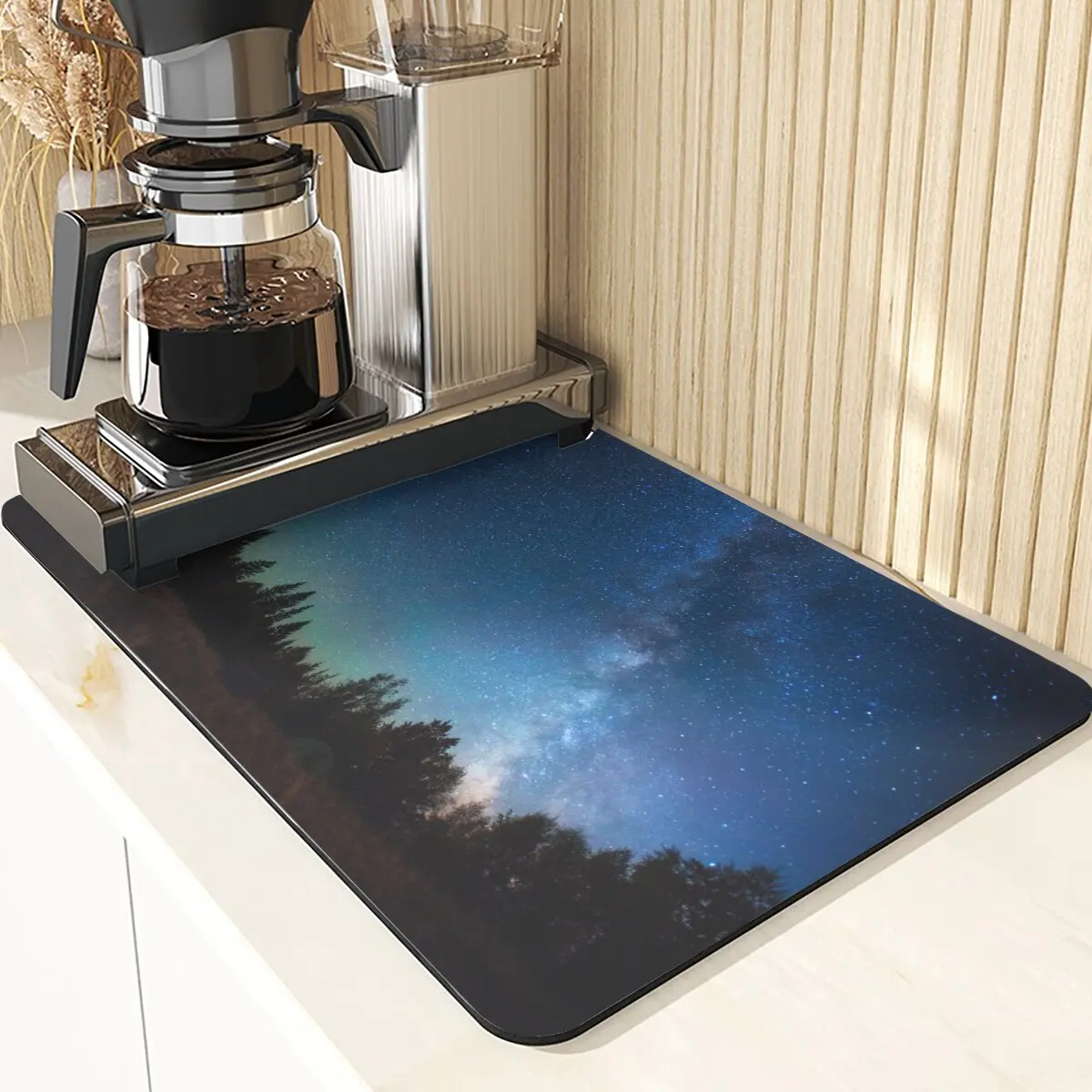 Night Sky Style Coffee Cup Mat Non-Slip Mat Coaster Tiny Spot Pattern Placemats For Table Mat Absorbent Drying Mat For Kitchen