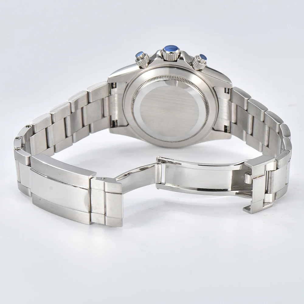 Regenboog Bezel Multifunctionele Quartz Horloges Dwayne Campbell Roestvrij Stalen Horloge VK63 Quartz Saffierglas Horloge Man