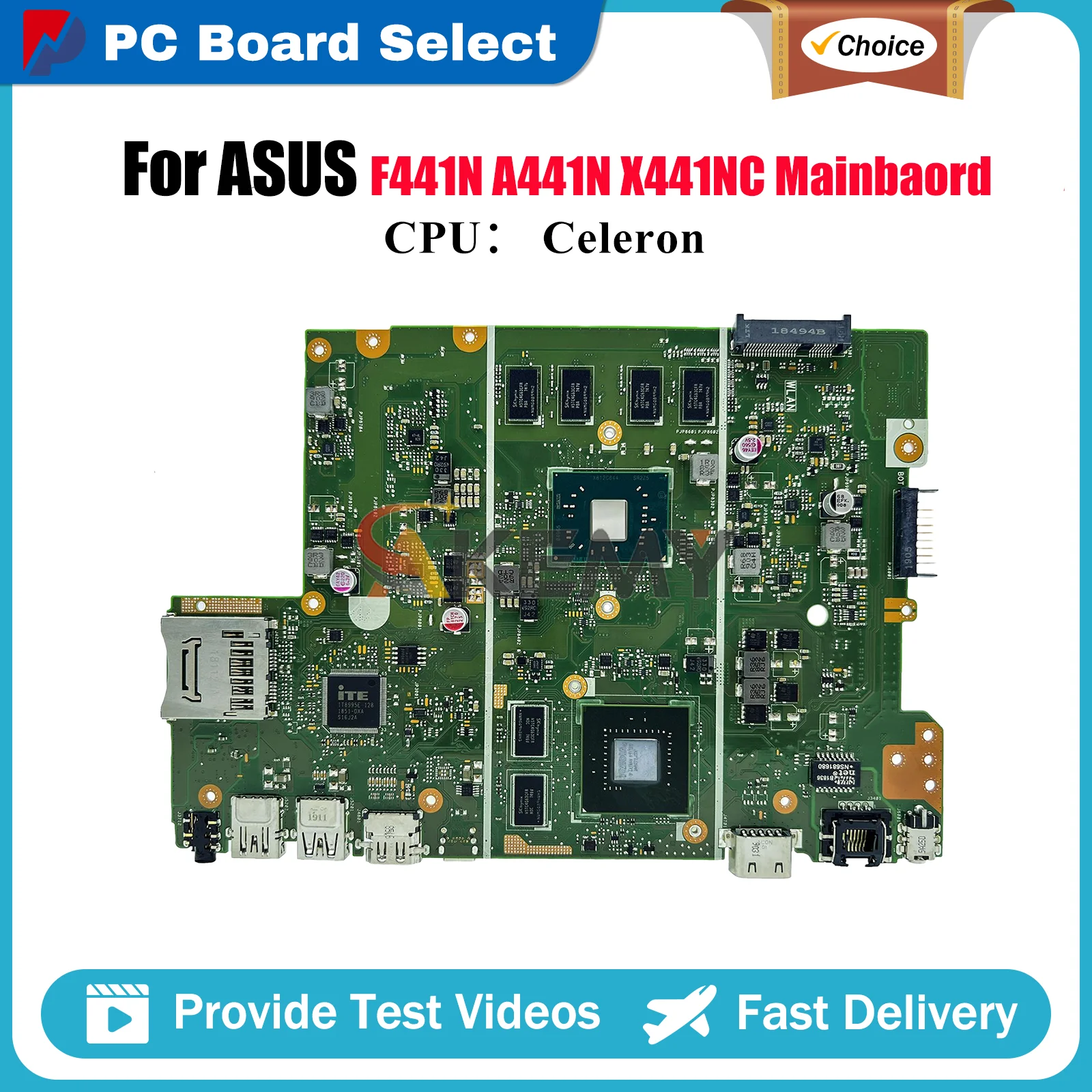 

X441NC Laptop Motherboard For ASUS VivoBook F441N X441N X441NC A441N Notebook Mainboard With Celeron CPU 100% tests OK fast ship