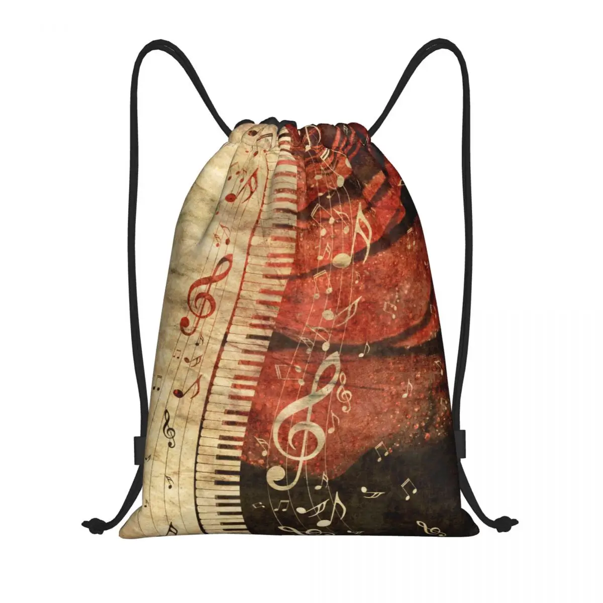 Custom Piano Keys Musical Notes Drawstring Backpack Bags Women Men Lightweight Gym Sports Sackpack Sacks for Yoga