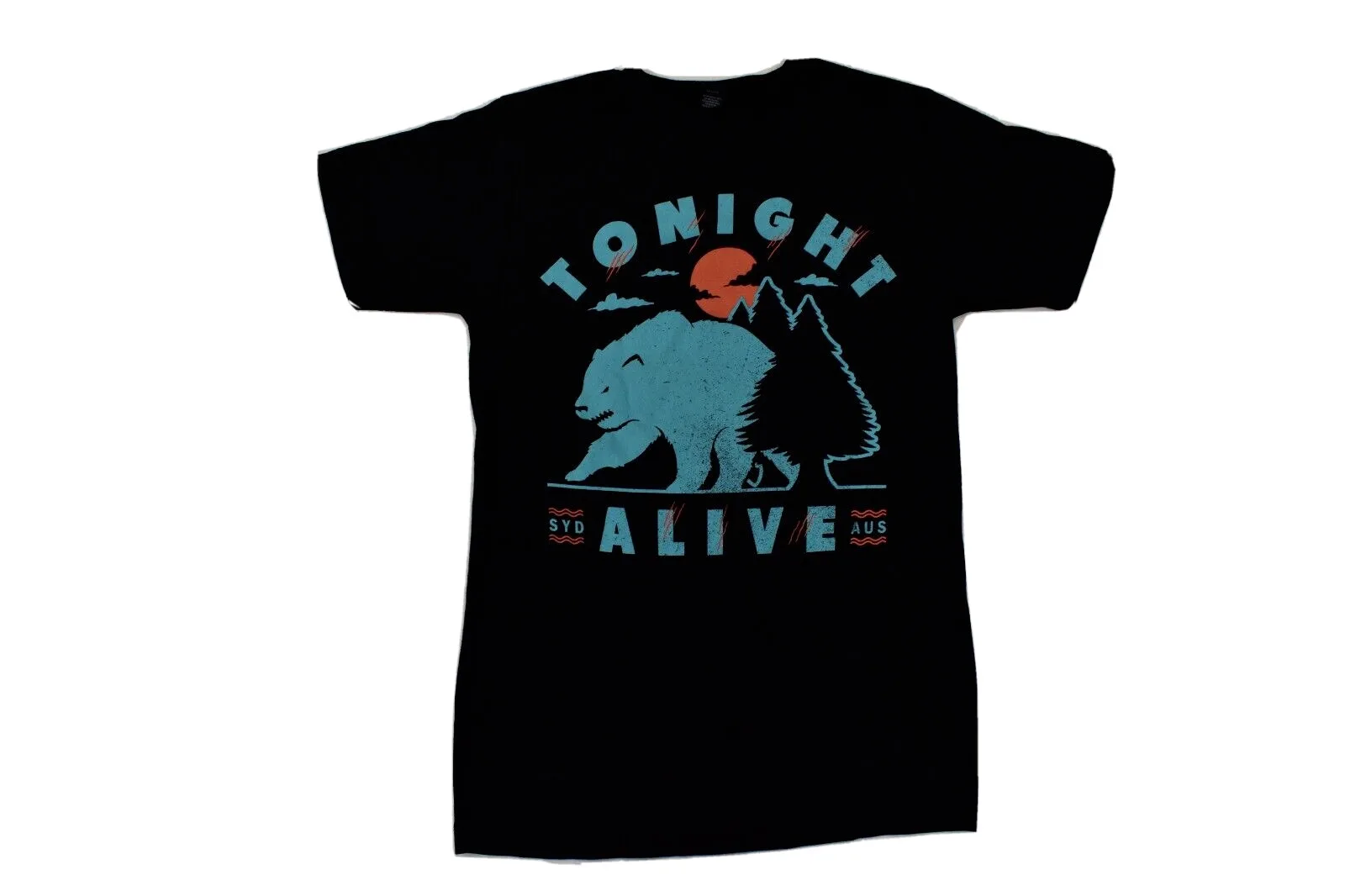 Tonight Alive Mens Big Blue Bear In The Woods Black T Shirt New Xs