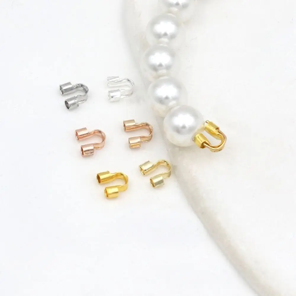 100Pcs U Shape Wire Guards for Jewelry Making Copper 14/18K Gold Plating U Shape Clasps Elegant Easy To Use Thread Protector