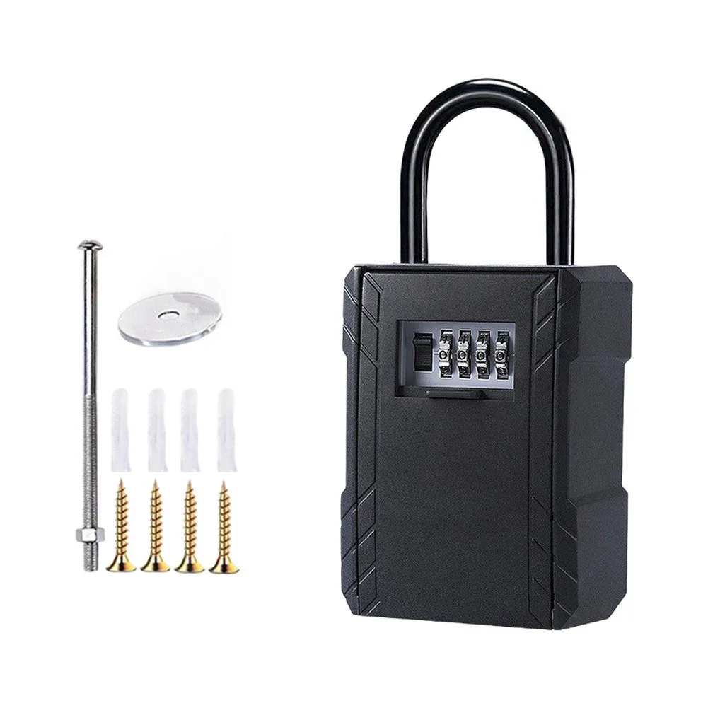 Waterproof Key Lock Box with 4 Digit Code Lock Spacious Interior 19.3 x 6 x 9 cm Fits Door Car Keys Zinc Alloy ABS