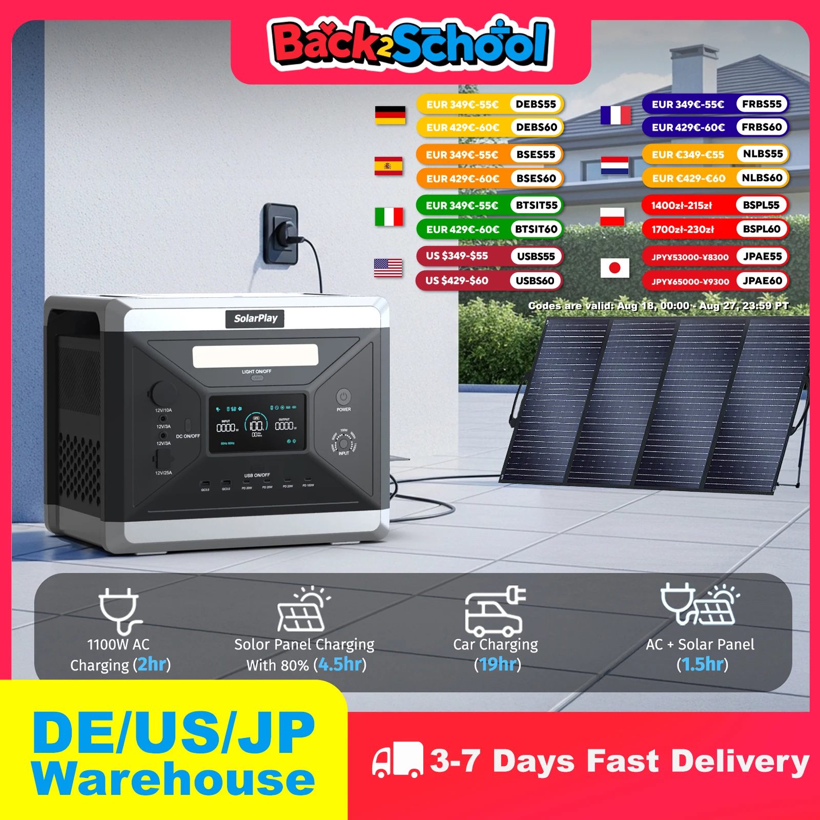 

Портативная солнечная электростанция SOLARPLAY Q2501, аварийный складной комплект фотоэлектрических пластин, 2400 Вт, 2160 Втч, перезаряжаемая батарея Lifepo4