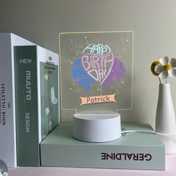 Baby name Birth Day 3d Illusion Night Lamp With Kids Name Boys Girls Birthday Gift Acrylic Night