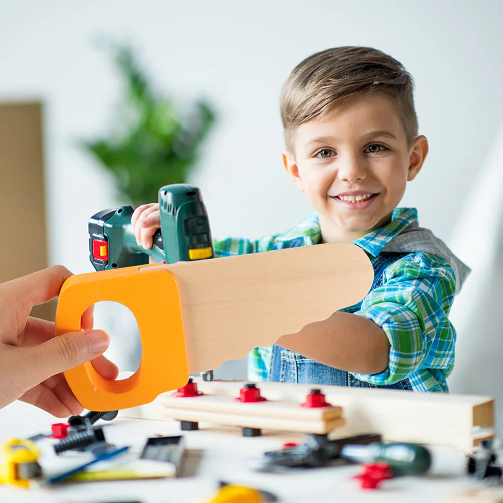 4 stücke Holz Werkzeug Set Kinder Bildungs Bau Hammer Säge Schraubendreher Montessori Spielen Set Für Geburtstag Party Spiel Aktivitäten