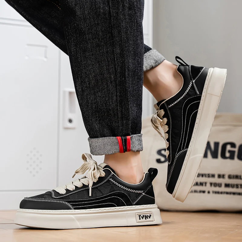 Мужская вулканизированная обувь с парусиновыми ремнями, новые четырехсезонные классические повседневные прогулочные туфли на плоской подошве с низким берцем и круглым носком