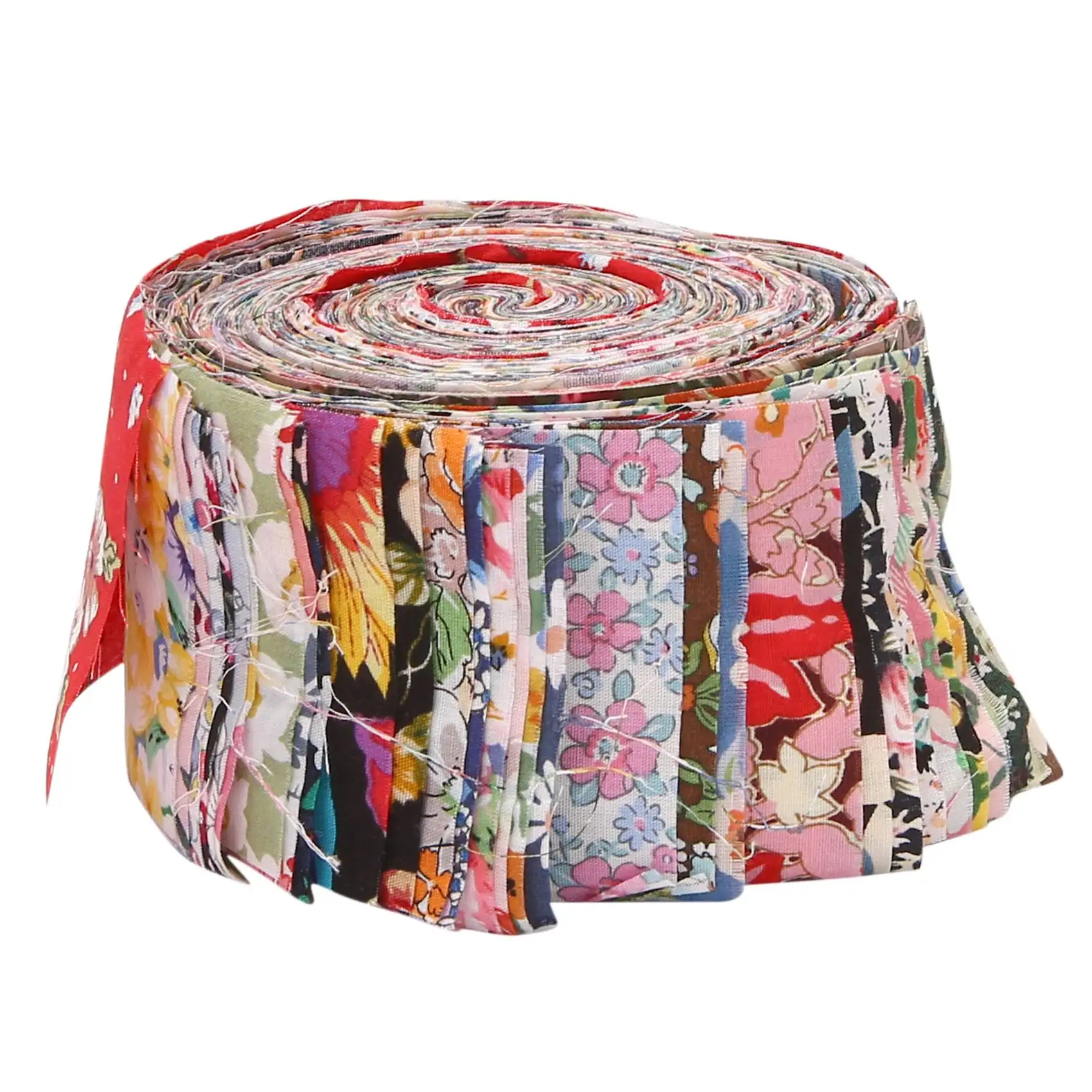Rollo de tiras de tela A45I, paquetes de tela tipo gelatina, tiras de tela para acolchar, rollos de tela pre-cortada con motivos florales y patrones variados