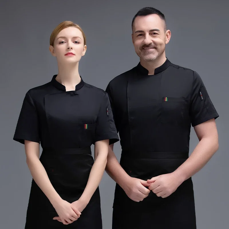 ユニセックスシェフシャツベーカリーオーバーオールコックオーバーオールレストラン作業服シェフ制服男調理服トップスシェフ衣装