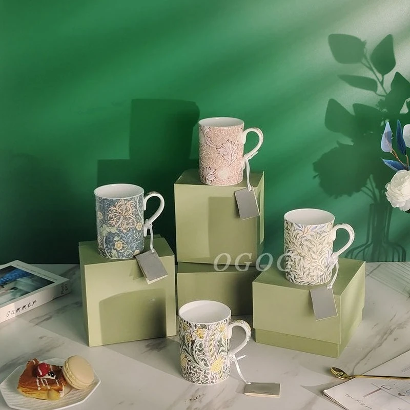 European style fashion mug, coffee cup, souvenir, flower, high-value household water cup, milk, breakfast cup