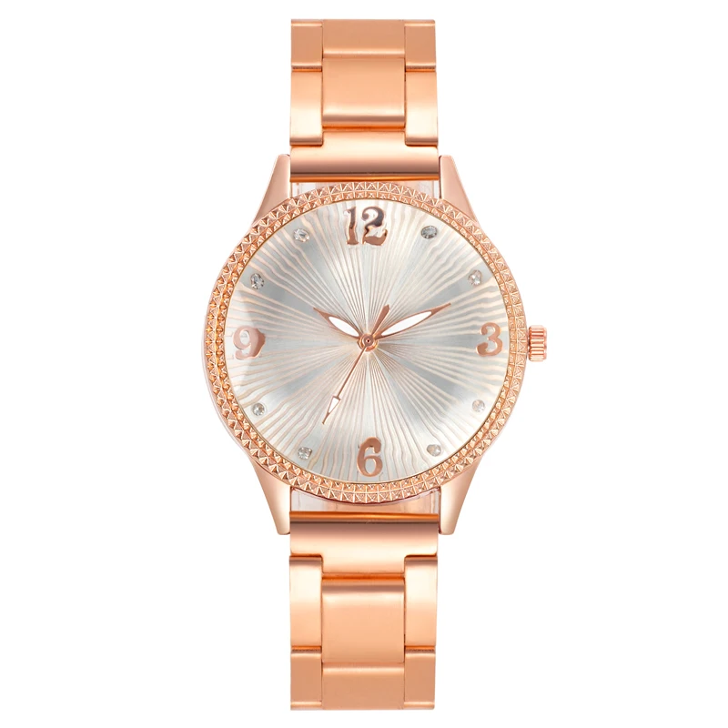 2023 Spring New Simple Fashion Women's Steel Band Watch Petal Surface Creative Text Rhine-diamond Luxury Women's Watch