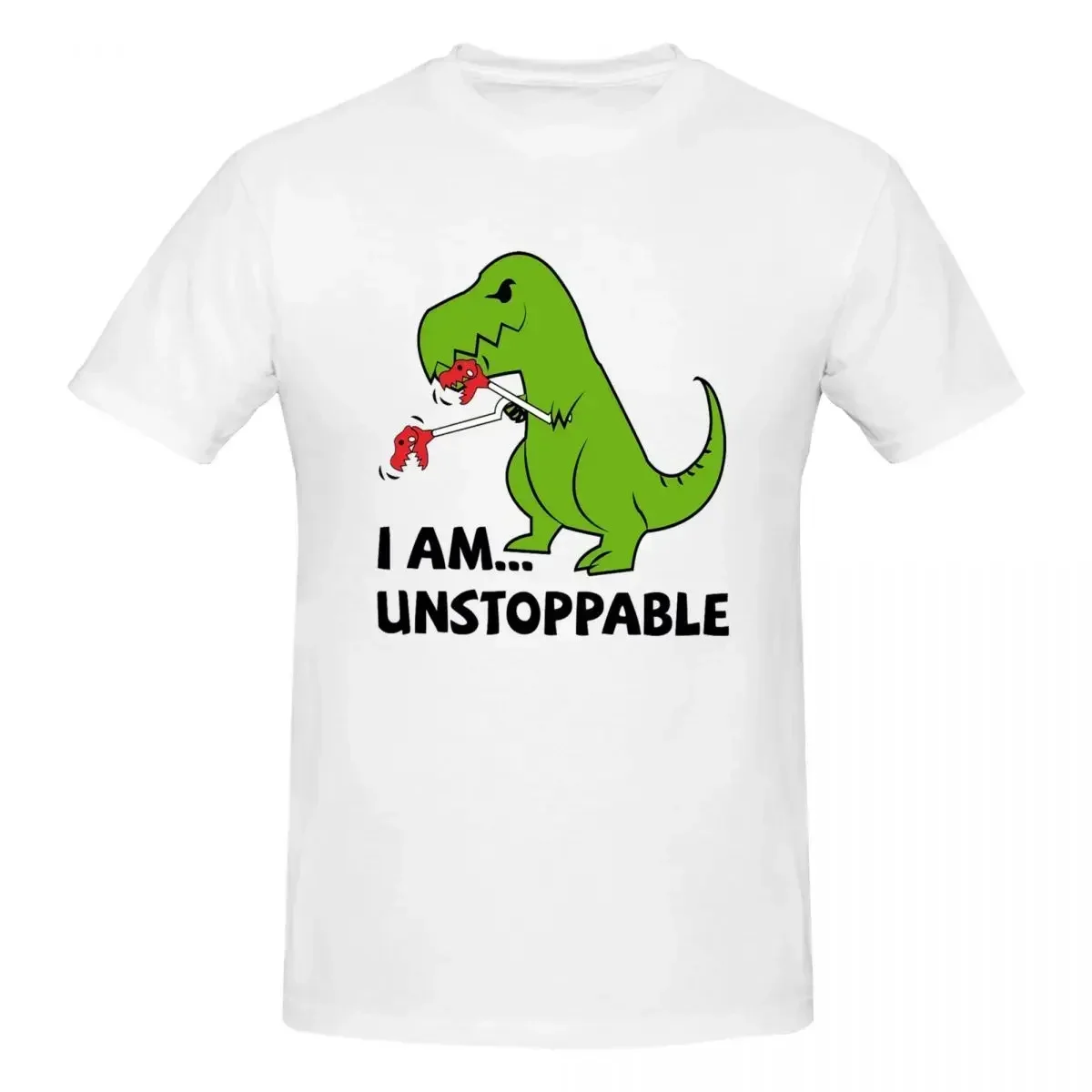 Camiseta I Am Unstoppable T-rex 100% de algodón, camisetas de gran tamaño para hombre, cuello redondo, manga corta, S-6XL
