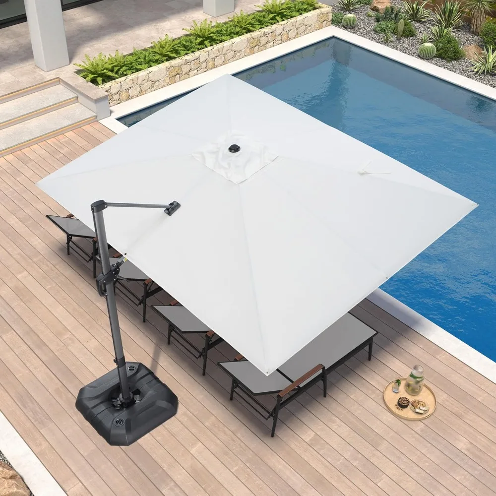 

10' X 13' Patio Umbrella Outdoor Cantilever Rectangle Umbrellas Aluminum Offset Umbrellas w/360-degree Rotation, Patio Umbrella