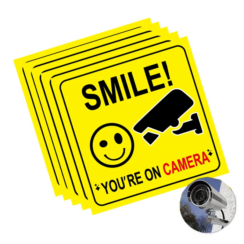 5 Sheets/pack Polite Camera Signs Safety Warnin Signs for Home, Business,Yard or Driveway Installation