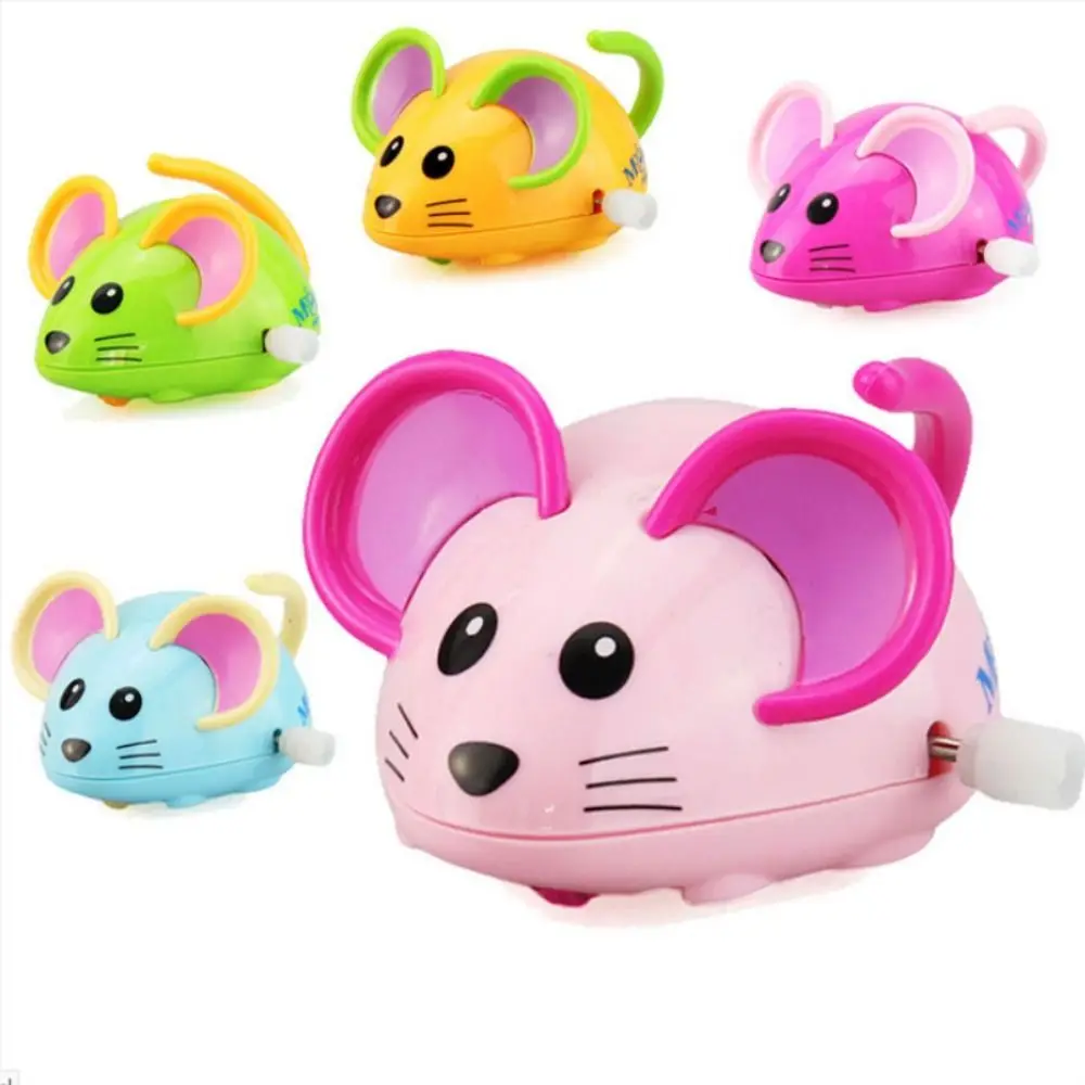 Kreatywna plastikowa zabawka na mechanizm zegarowy - szczur, mała zabawka na mechanizm zegarowy z łańcuchem, interesująca zabawka myszka z ruchomym krokiem.