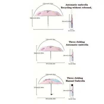 自動傘 粉紅獨角獸公主皇冠傘,防風折疊傘,反光條紋設計傘,無回彈 10 最佳銷售 可愛雨傘 - №9