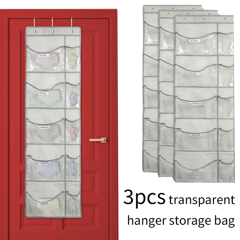 

3 Pcs 5 Layers Door Wall Hanging Storage Bag with Hooks Dustproof large capacity closet hanger organziers for baby clothes toys