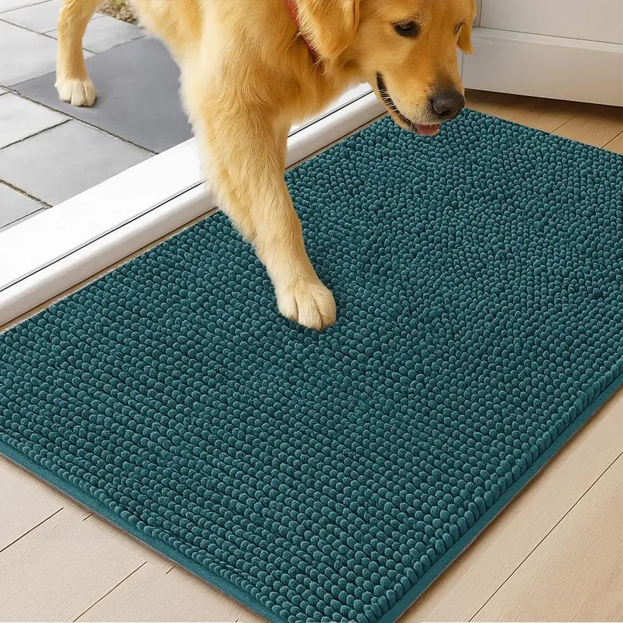 

Dog Door Mat for Muddy Paws, Super Absorbent Microfiber, NonSlip Indoor Mat, Quick Dry Chenille Mud Mat for Dogs amp Entryway, W