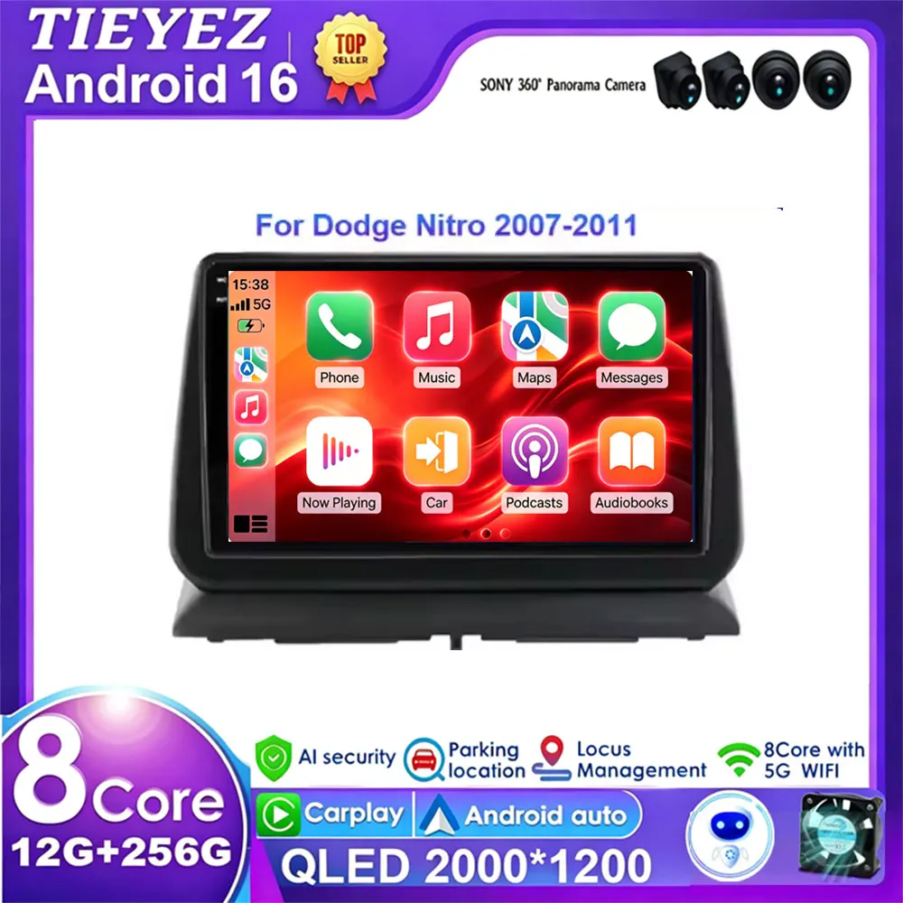 Android 16 Car Radio for Dodge Nitro 2007-2011 with Carplay Multimedia Player GPS Navigation Autoradio Head Unit