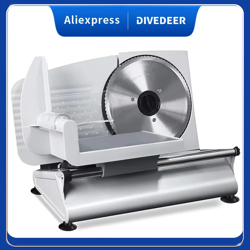 DIVEDEER Cortadora Eléctrica Multifuncional para el Hogar, para Frutas, Rollos de Cordero, Pan, Tostadas y Alimentos, Mini Máquina Cortadora de Carne