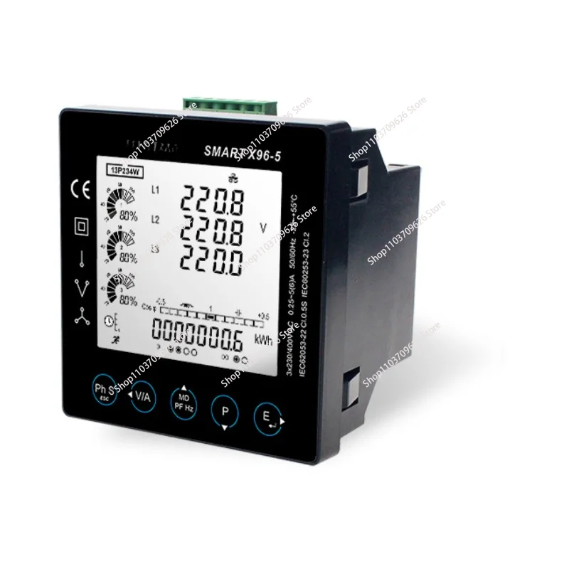 Smart X96-5F Three Phase Multifunction 85 Electric Parameters Measured 2~63rd THD RS485 Modbus/Mbus Digital Panel Meter