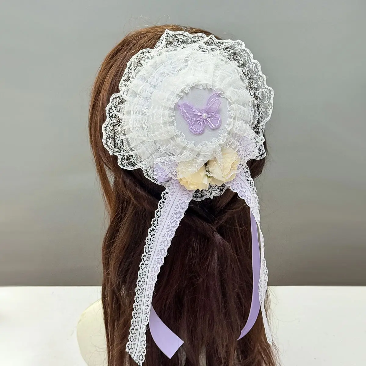 

Ins Forest Style Lolita Fascinators Green Bow Lace Hair Clip Niche Versatile Sweet Lo Girl Headwear