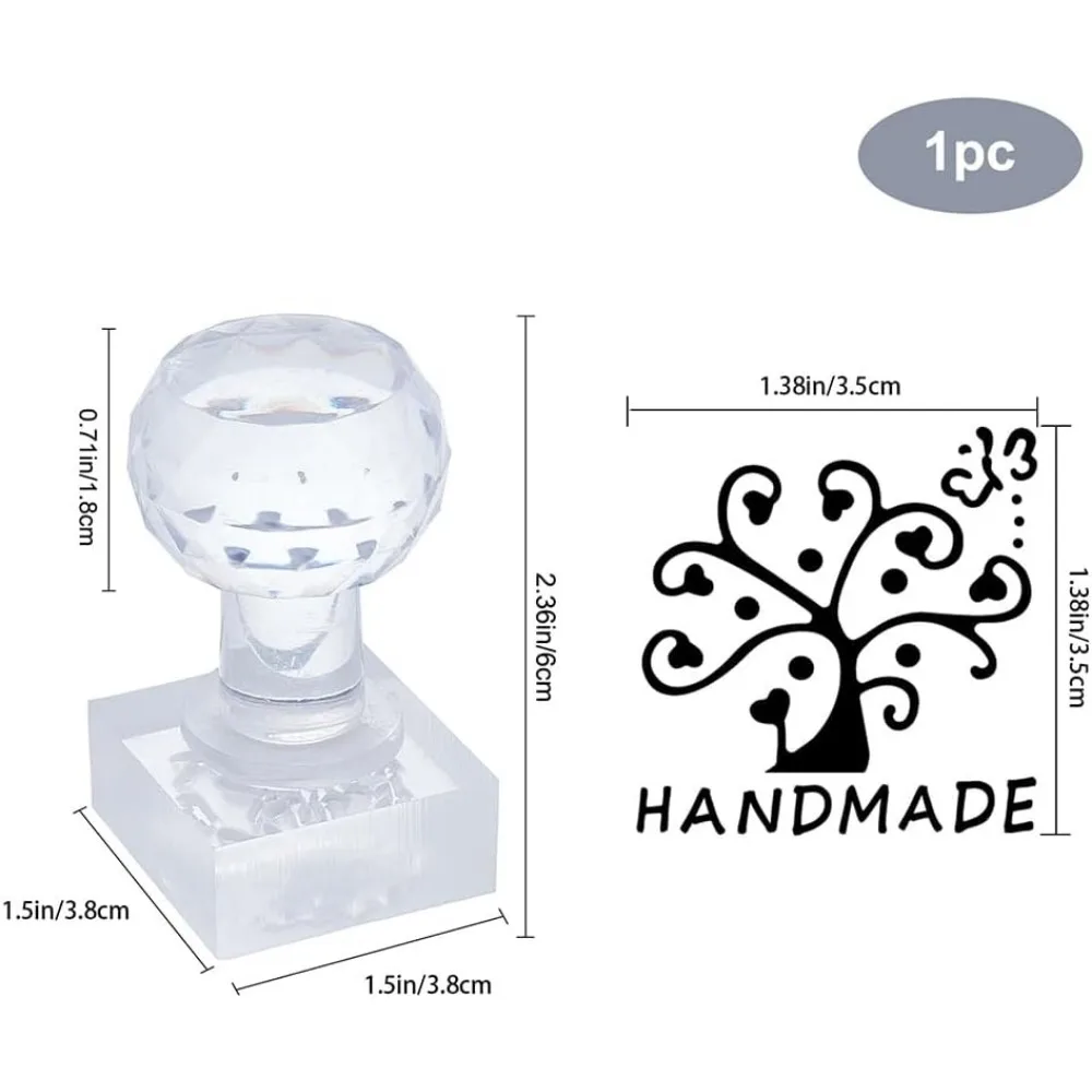 Handmade Soap Stamp Flower Acrylic Stamp with Handle Tree Soap Embossing Stamp Soap Chapter Imprint Stamp for Handmade Soap