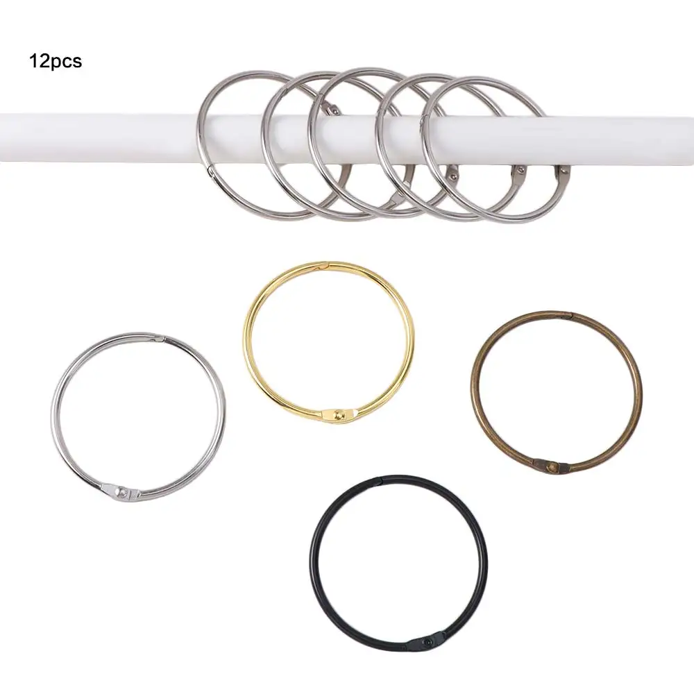 12PCS Rust Proof Shower Curtain Hooks Circular Strong Load-bearing Curtain Rings Anti-Drop Curtain Hang Holder Bathroom Use