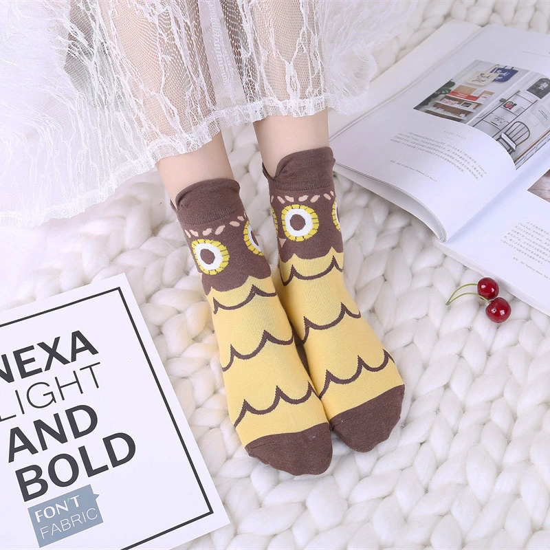 Kawaii Women Funny Crew Socks Spring Autumn Harajuku Streetwear Cartoon Animal Owl Cute Comfortable Casual Female Happy Socks