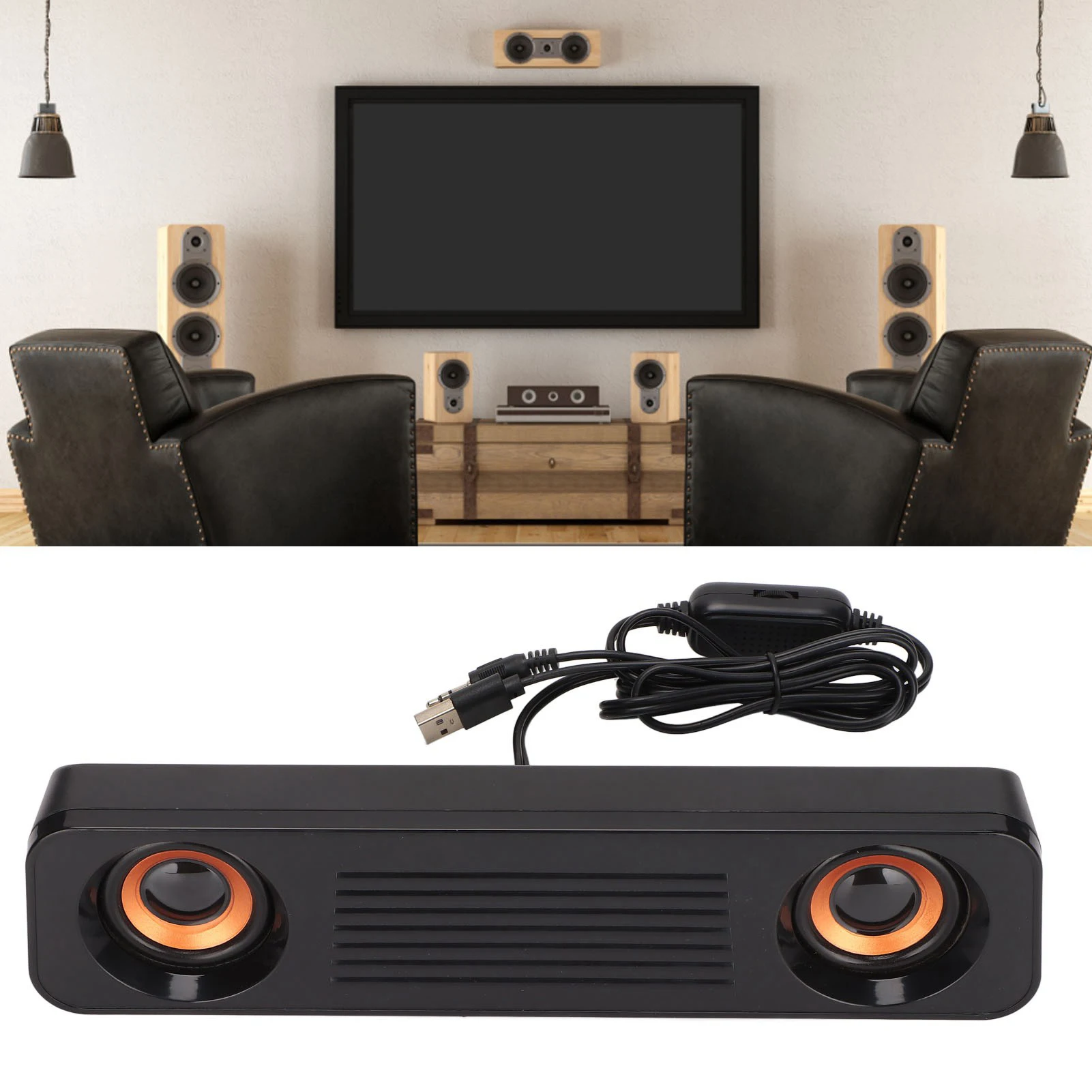 Computer Speaker Wired Speaker HiFi Stereo Subwoofer USB Powered 3.5MM Plug Portable Desktop Long Speaker For TV Computer