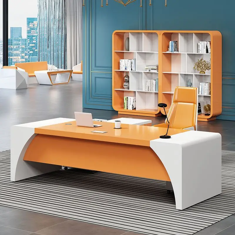

Desk, simple modern light luxury chairperson paint office table and chair combination