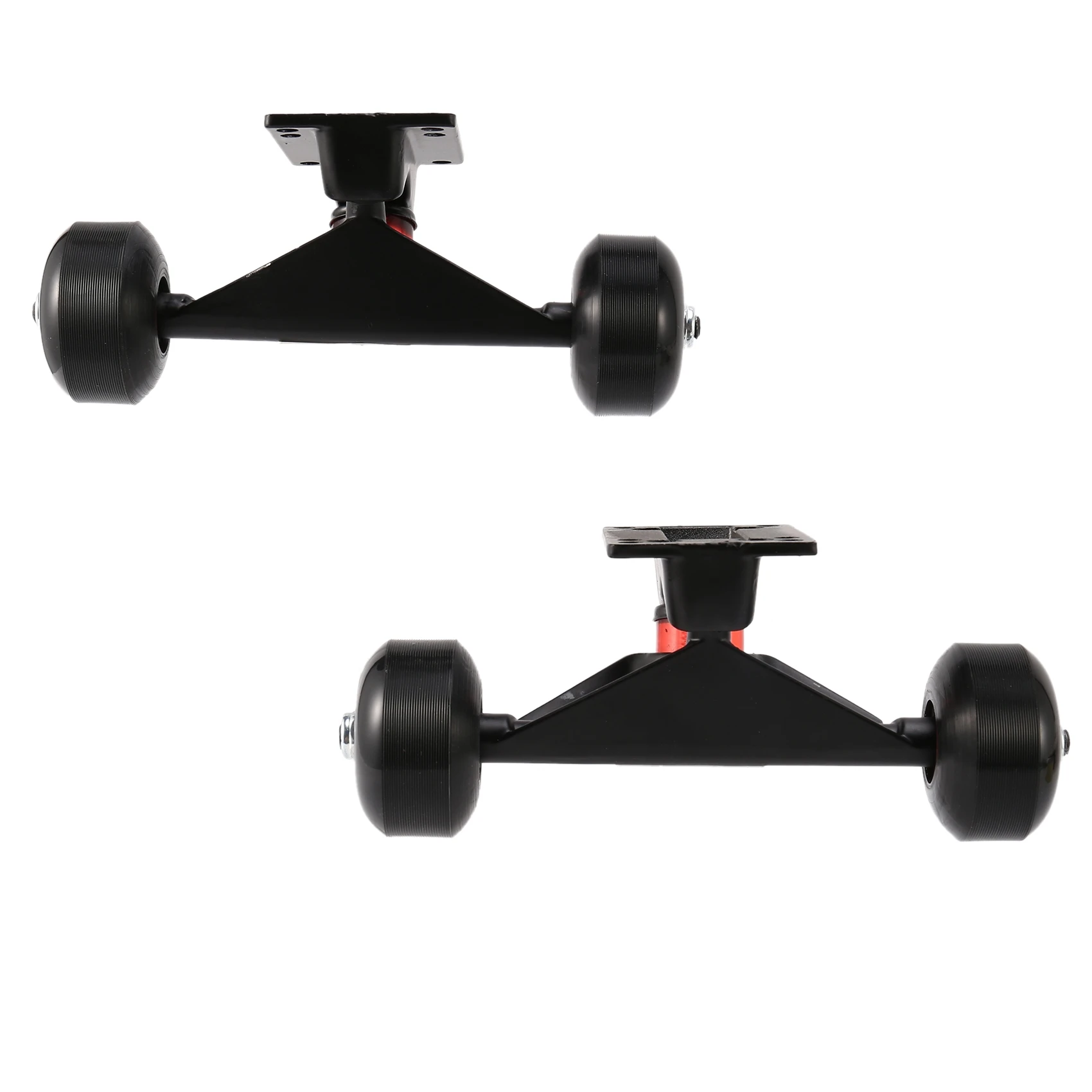 2 Sets Skate Board Wheels Aluminum Alloy Skateboard Trucks Rubber Four-Wheel Longboard Parts Mini Cruiser,Black